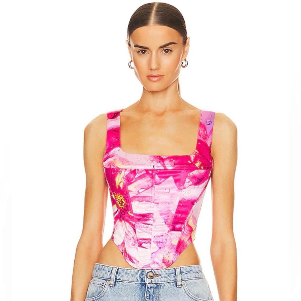 MIAOU Floral Corset Bustier Top Zipper size SMALL